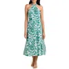 La Blanca Botanical Brocade Fit & Flare Halter Dress In Green