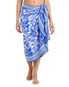 La Blanca Botanical Brocade Pareo Swim Cover-up In Blue
