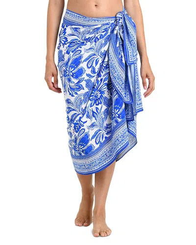 La Blanca Botanical Brocade Pareo Swim Cover-up In Blue