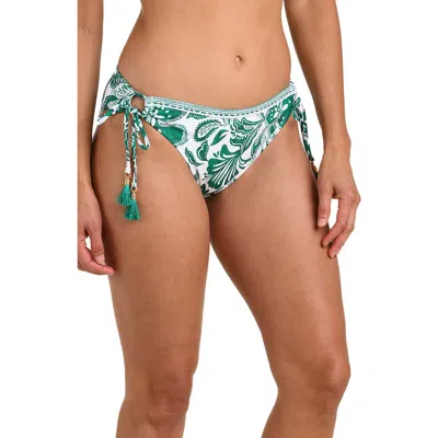 La Blanca Botanical Brocade Side Tie Bikini Bottoms In Green