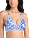La Blanca Botanical Brocade Tall Triangle Bikini Top In Blue