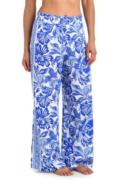 La Blanca Botanical Brocade Wide Leg Cover-up Pants In Blue
