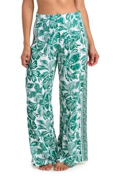 La Blanca Botanical Brocade Wide Leg Cover-up Pants In Green