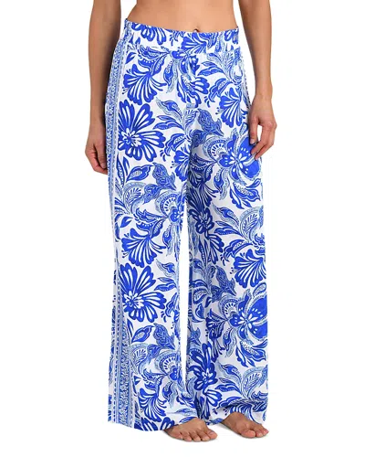 La Blanca Botanical Brocade Wide Leg Swim Cover-up Pants In Blue