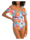 La Blanca Breezy Off-shoulder Ruffle One-piece Swimsuit In Multi