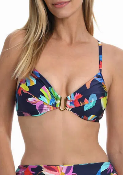 La Blanca By The Sea Underwire Draped Swim Bikini Top In Indigo In Multi
