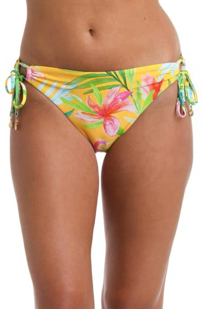 La Blanca Calypso Ajustable Loop Bikini Bottoms In Yellow Multi