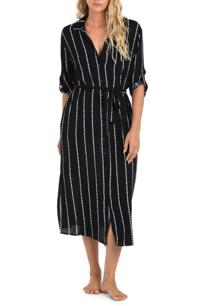 La Blanca City Lights Button Front Cover Up Dress In Black