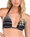 La Blanca Women's City Lights Goddess Halter Bikini Top With Tassels In Black