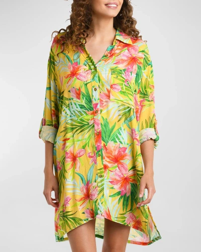 La Blanca Claypso Camp Shirt In Yellow Multi