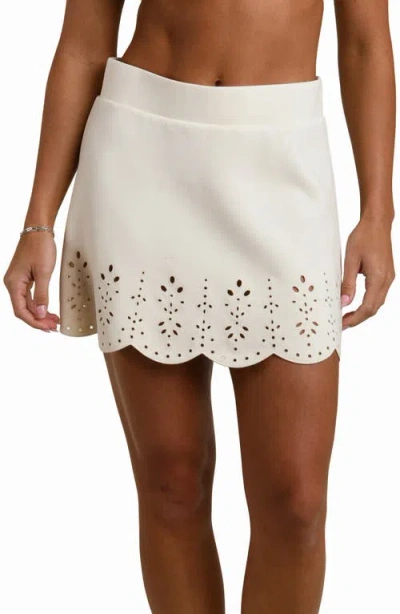 La Blanca Cloudset Eyelet Detail Miniskirt In Neutral