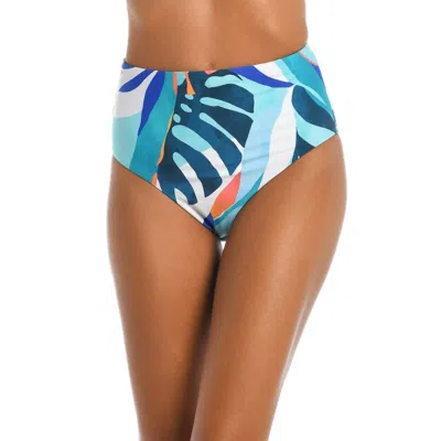 La Blanca Coastal Palms High Waist Bikini Bottom In Ice Blue In Multi