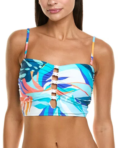 La Blanca Coastal Palms Midkini Top In Blue