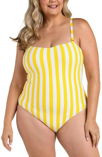 La Blanca Coastal Reversible One-piece Swimsuit In Yellow