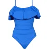 La Blanca Convertible Ruffle One-piece Swimsuit In Blue