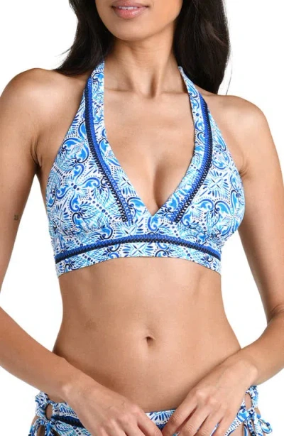 La Blanca Costa Azul Banded Halter Bikini Top In Blue