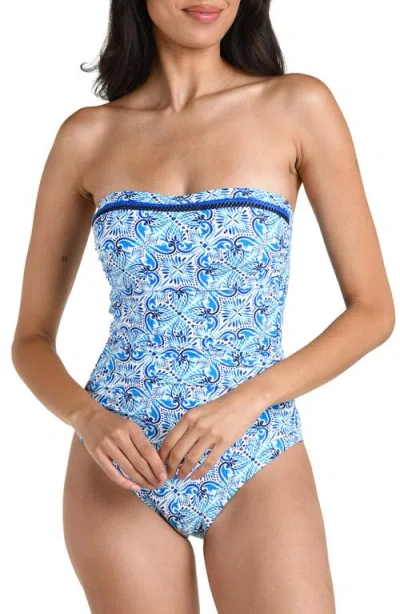 La Blanca Costa Azul Cutout Bandeau One-piece Swimsuit In Blue