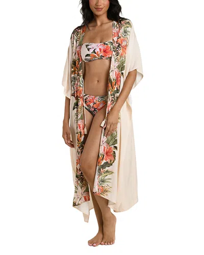 La Blanca Courtyard Palms Kimono Swim Cover-up In Animal Print