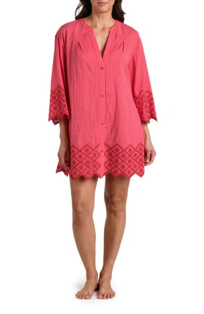 La Blanca Crinkle Collective Cover-up Minidress In Pink
