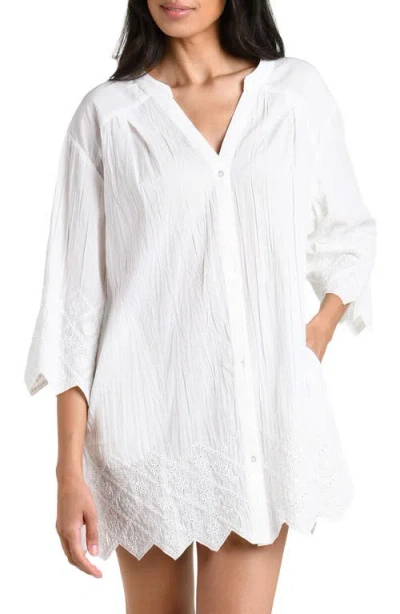 La Blanca Crinkle Collective Cover-up Minidress In White