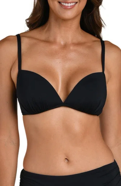 La Blanca Deep Plunge Bikini Top In Black