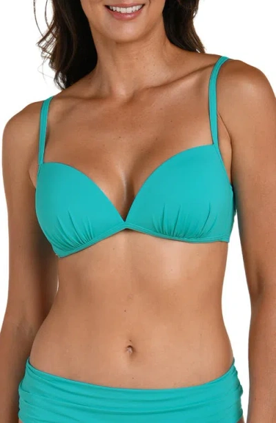 La Blanca Deep Plunge Bikini Top In Blue