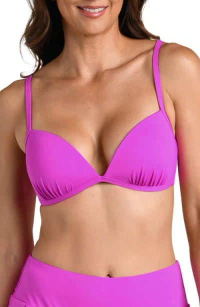 La Blanca Deep Plunge Bikini Top In Purple