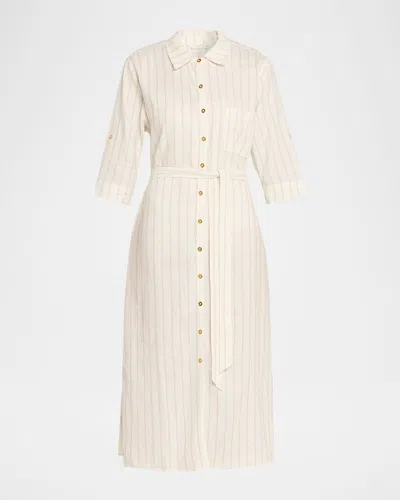 La Blanca Delphine Coast Striped Midi Shirtdress In Neutral