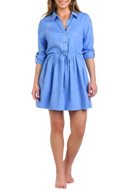 La Blanca Delphine Cover-up Shirtdress In Chambray