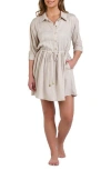 La Blanca Delphine Cover-up Shirtdress In Neutral