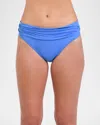 La Blanca Shirred Banded Hipster Bikini Bottoms In Chambray