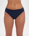 La Blanca Island Goddess Shirred Bikini Bottom In Indigo
