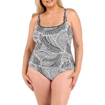 La Blanca Dreamcatcher Abstract Print One-piece Swimsuit In Ivory/black