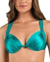 Shop La Blanca Earth Goddess Draped Bikini Top In Teal