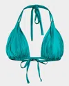 La Blanca Womens Earth Goddess Halter Bikini Top Shirred Skirt Cover Up In Teal