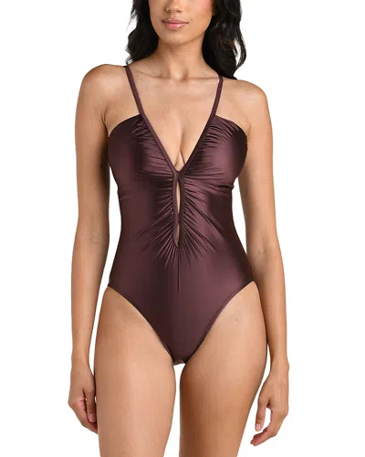 La Blanca Earth Lace-up Underwire One-piece Swimsuit In Purple