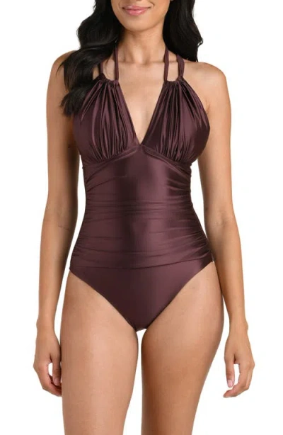 La Blanca Earth High Neck One-piece Swimsuit In Brown