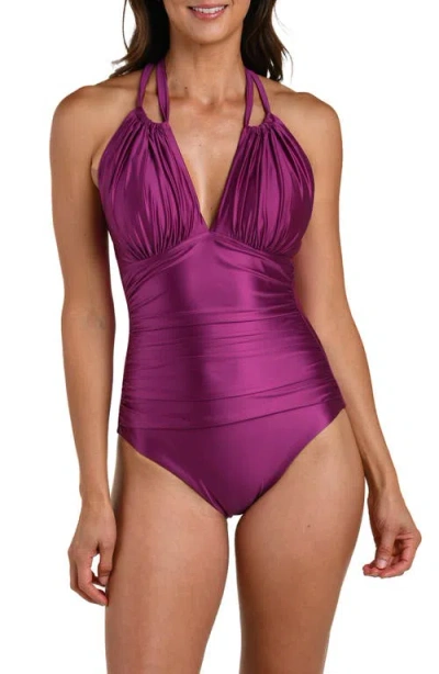 La Blanca Earth High Neck One-piece Swimsuit In Purple