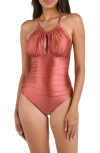 La Blanca Earth Goddess High Neck Keyhole One Piece In Sienna In Pink