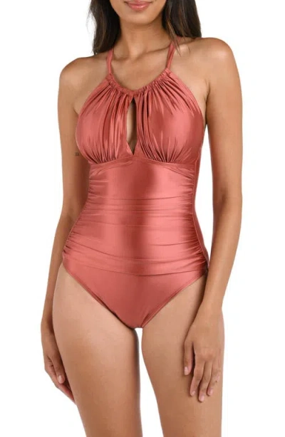 LA BLANCA LA BLANCA EARTH HIGH NECK ONE-PIECE SWIMSUIT