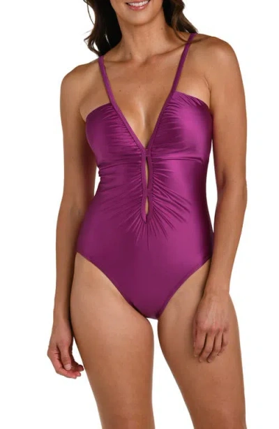 La Blanca Earth Lace-up One-piece Swimsuit In Purple