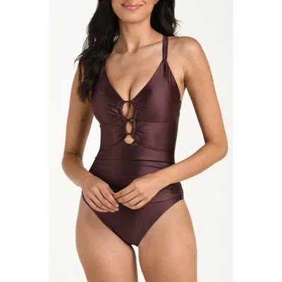 La Blanca Earth Lace-up Underwire One-piece Swimsuit In Multi