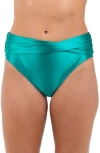 La Blanca Earth Goddess Mid-waist Twist-front Bikini Bottoms In Teal
