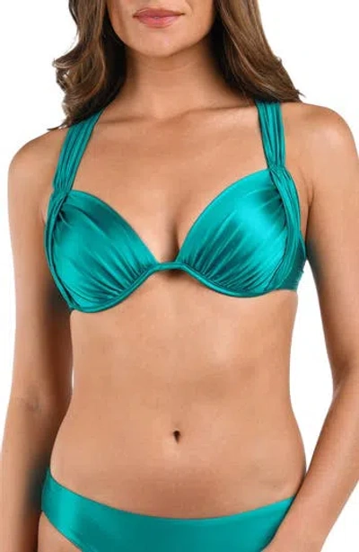 La Blanca Earth Goddess Draped Bikini Top In Teal