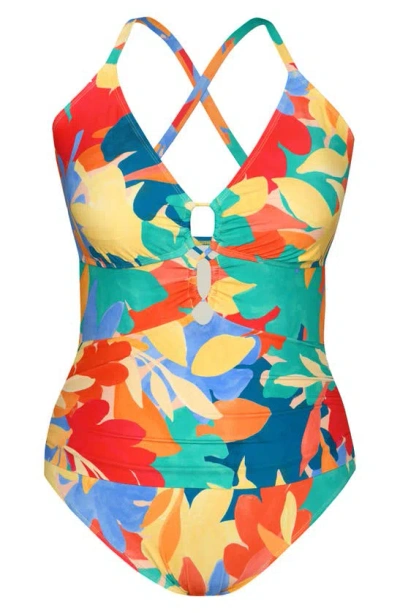 La Blanca Fantasy Resort Lace-up One-piece Swimsuit In Multi