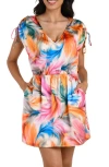 La Blanca Feathered Impression Cover-up Sundress In Multi