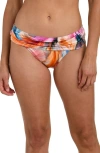 La Blanca Feathered Impression Shirred Hipster Bikini Bottoms In Multi