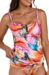 La Blanca Feathered Impression Tankini Top In Multi