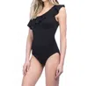 La Blanca Flirtatious Ruffle One Shoulder One Piece Swimsuit In Black In Black