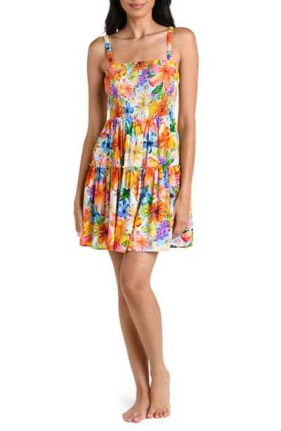 La Blanca Flora De Fruta Cover-up Minidress In Animal Print